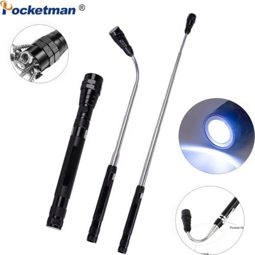 Magnetic LED flashlight Portable Torch Flexible Head Flashlight Torch with a Magnet Telescopic Flexible 3 LED Lamp Pick Up Tool