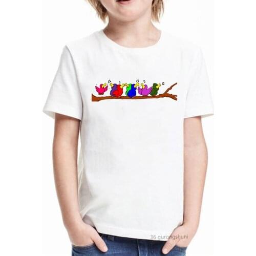 Kawaii Funny Bird Cartoon Print Kids T Shirts Toddler Children Clothing Boys T-Shirts Harajuku Summer Tops Streetwear