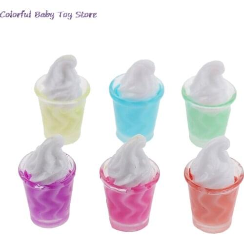 6Pcs 1:12 Dollhouse Miniature Ice Cream Cup Sundae Model Dolls Kitchen Food