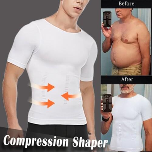 Mens Compression Shirt Slimming Body Shaper Vest Workout Tank Tops Abs Abdomen Undershirts Waist Trainer Faja Shapewear