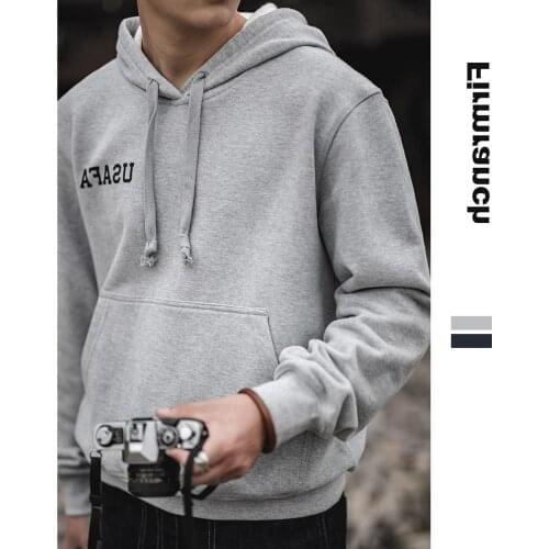 Men/Women Couple High Quality Ins Retro Amekaji 490G Heavy Fleece Hoodies Vintage USAFA Letters Print Sport Sweatshirt