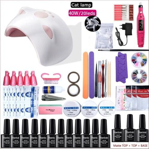 Manicure Nail Set UV LED Lamp12pcs With 7.5ml Gel Nail Polish Semi Permanent Gel Varnishes Hybrid Lacquer Set