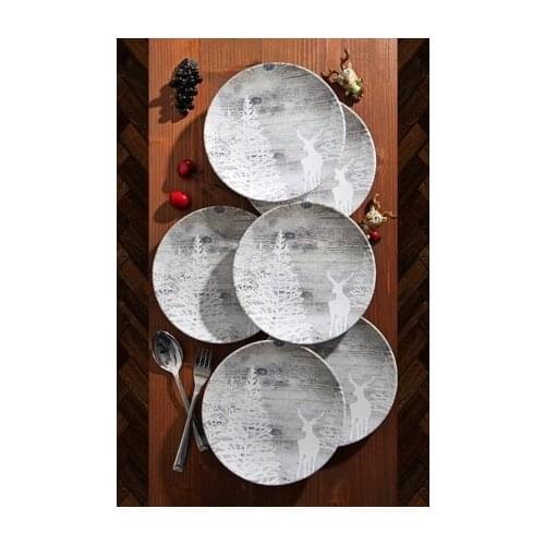 Handmade Special Design 6 Plate Set 21 cm Iliva 6'lı Özel Tasarım El Yapımı 21 cm Pasta Tabak Seti