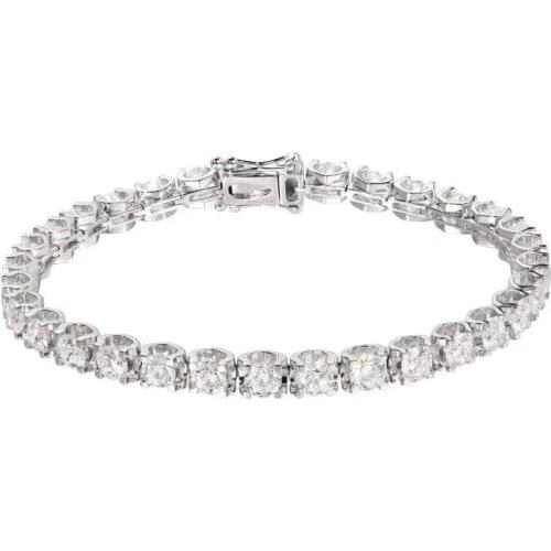 Fine Jewelry Real 14K Gold AU750 G14K 100% Natural White Sapphire Gemstones 10.25ct Jewellery Bracelets for women Fine Bracelet