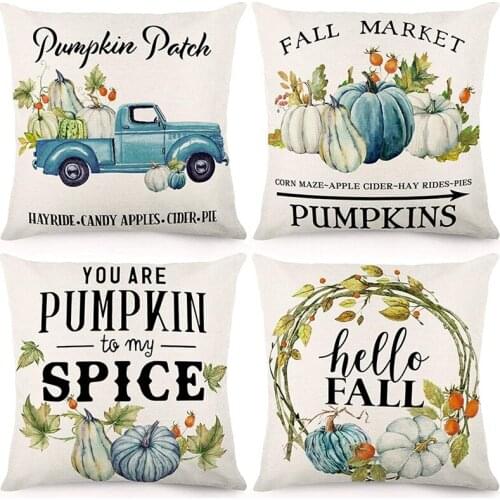 Fall Pillow Covers 18X18 Inch Set Of 4 Decorations Throw Pillowcase Farmhouse Cushion Case For Sofa And Home Decor
