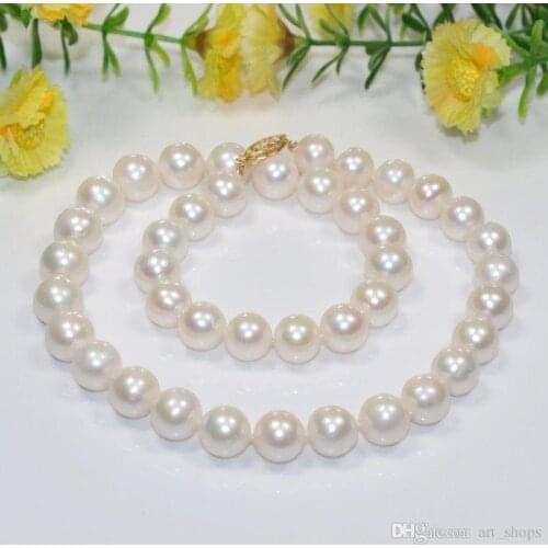 AA 11-12mm white round freshwater cultured pearl necklace s150>>> free shipping