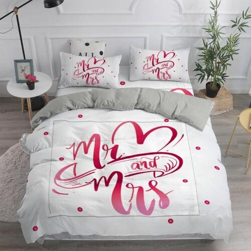 Letter Mr &Mrs Bedding Set Modern Fashion 3D Print Comforter Luxury Queen King Single Size Duvet Cover Set Home Textile Decor