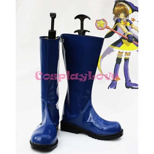 Cardcaptor Sakura Kinomoto Sakura Dark Blue Cosplay Shoes Boots Hand Made For Halloween Christmas Festival CosplayLove