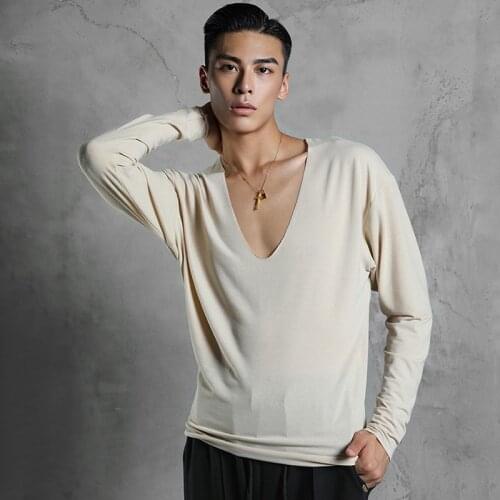 2020 Latin Dance Costumes For Men Adult National Standard Dance Dress New Loose V-Neck Shirt Latin Dance Practice Clothes SL4081