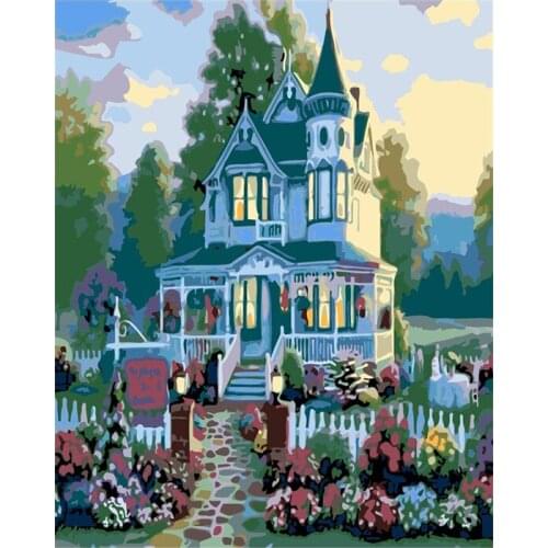 Tetasal DIY Painting by Numbers For Adults Kits Gift Digita Oil Paint Dropshipping On Canvas Beautiful villa Home Decoration