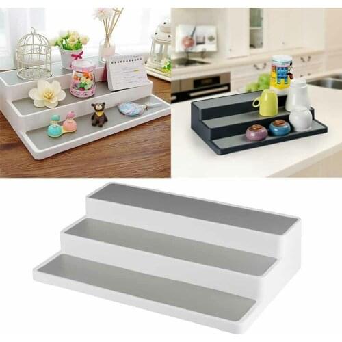3 Tier Stair Step Design Cabinet Kitchen Spice Rack Jar Storage Organizer Shelf