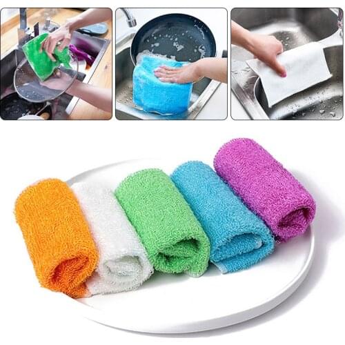 Kitchen Cleaning Wiping Rag Dishcloth Superfine Fiber Anti-grease High Efficient Household Cleaning towel Washing Towel Gadgets