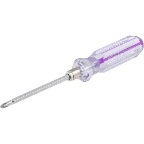 UXCELL Newest 1 Pcs 3mm Tips Clear Purple Plastic Handle Slotted Crosshead Screwdriver