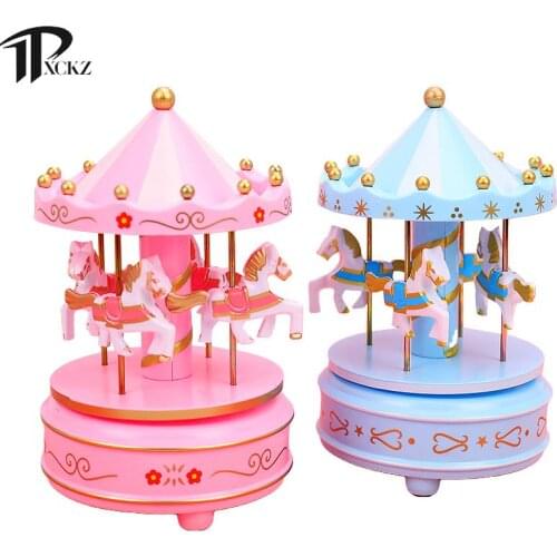 Merry-Go-Round Wooden Music Box Toy Child Baby Game Home Decor Carousel Horse Music Box Christmas Wedding Birthday Gift Hot