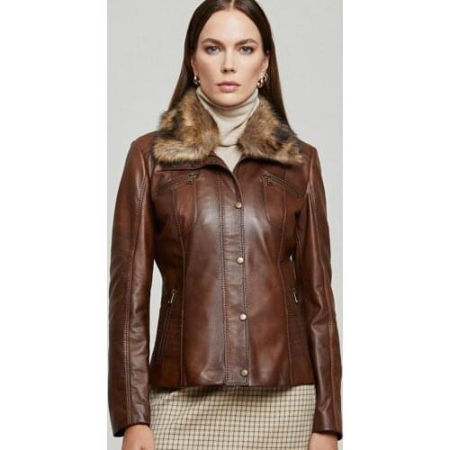 Women Genuine Sheepskin Biker Jacket Spring Autumn Outerwear Fashion Slim Fit Hoodie Leather Coats Casual Wear Waterproof