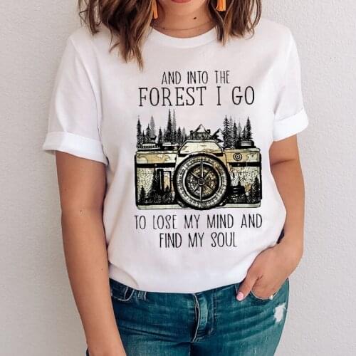 Women Graphic Camera Travel Camper Fashion Clothing Cute 90s Clothes Lady Tees Print Tops Clothing Female Tshirt T-Shirt