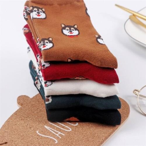 2019 spring new Korean cartoon dog cute funny ladies socks high quality animal cartoon dog cute woman cotton socks