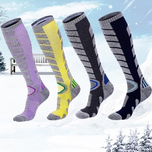 Winter Men and Women Ski Socks for Snowboard hiking Skiing Soccer Socks Elastic Outdoor Running Long socks Leg Warmer Lengthen