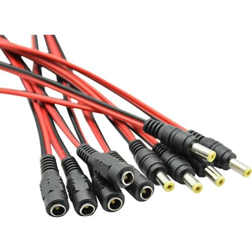 1/5/10pcs Male Female DC Power Connector 5V 12V 5.5x2.1mm Wire Cable Plug Adapter for TV Camera 5050 3528 LED Strip Tape Light