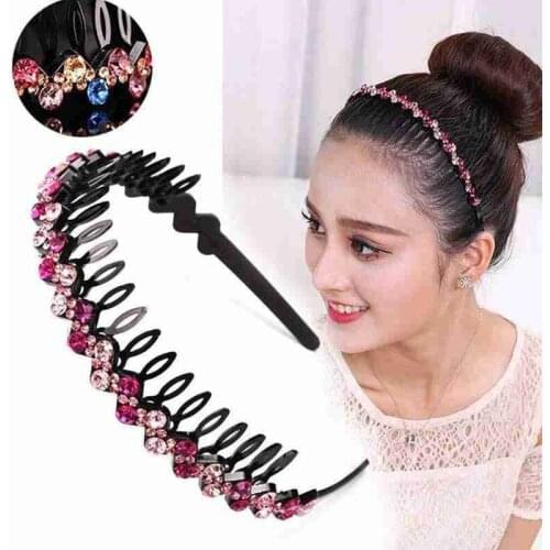 1pcs Rhinestone Headband Anti-slip Colorful Crystal Beaded Baroque Headband For Women Hair Accessories Rhinestone Headband
