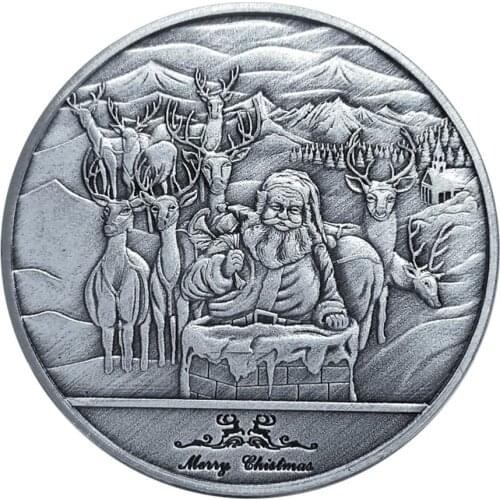 1piece Merry Christmas Commemorative Coins 40mm Gifts Collections Badge