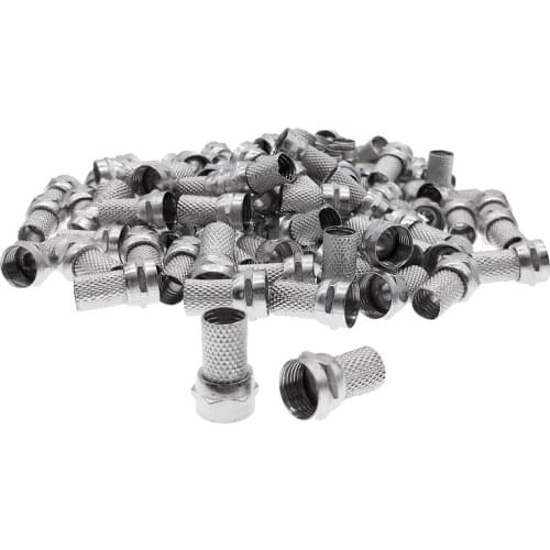 100pcs 75-5 screw on type F connector for RG6 satellite TV antenna coax cable twist-on F plug connector