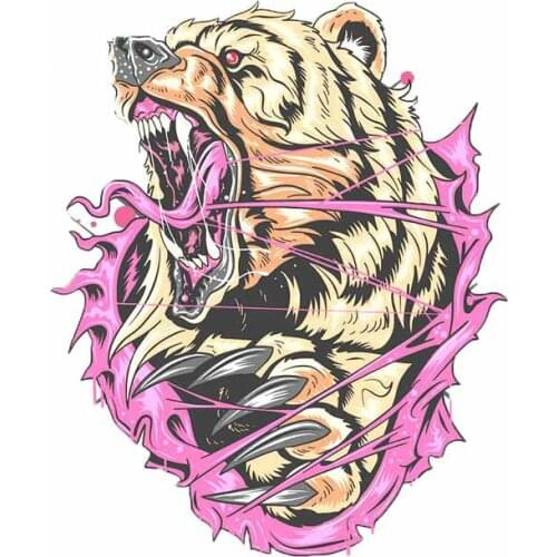 13cm x 10.6cm for Bear Grizzly Angry Artwork Ector Funny Car Stickers Personality Windshield SUV Decoration Decals