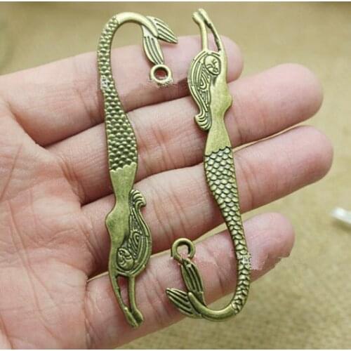 20pcs 80mm Antique Silver tone/Antique Bronze Mermaid Hair Kanzashi/Bookmark Pendant Charm/Finding,DIY Accessory Jewellry Making