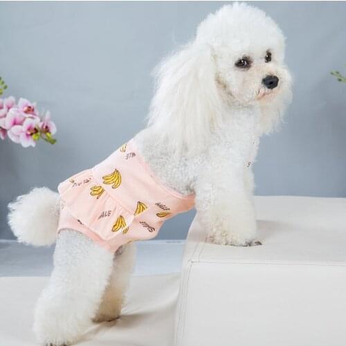 2021 Cute Banana Printing Dogs Physiological Pants Soft Comfortable Cotton Pet Suspenders Underwear Safety Pants Pet Supplies