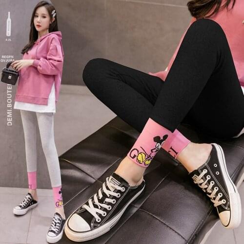 608# Maternity Pants Spring Autumn Cartoon Printed Elastic Waist Belly Support Pants Maternity Leggings Maternity Trousers