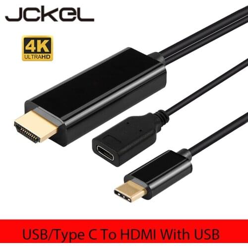 JCKEL Type C To HDMI-compatible with USB Cable HD 4K 30Hz USB C To HDMI-compatible Power Supply Adapter For Smart Phone Laptop