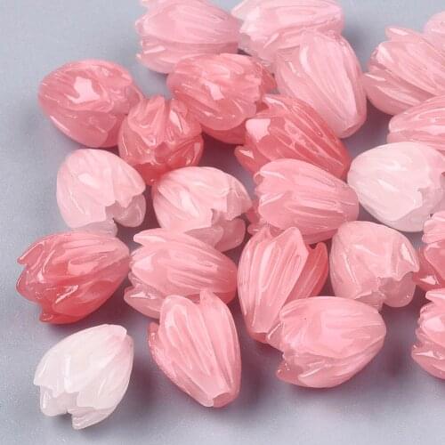 100pcs 8.5mm Dyed Artificial Coral Beads Flower Bud Loose Bead for Jewelry Making DIY Bracelet Necklace Wedding Supplies