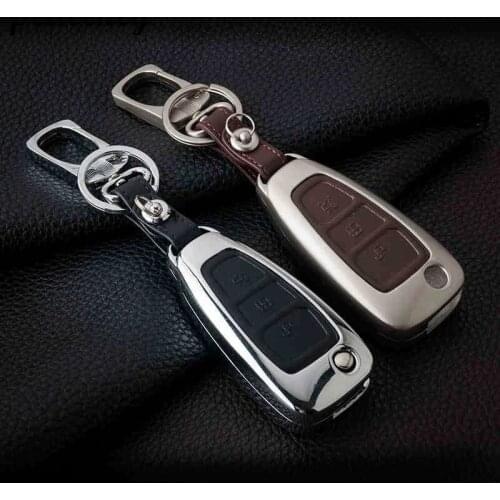 Peacekey Leather Car Styling Key Cover Case For Ford Focus 2 3 ST Mondeo Kuga Fiesta Ecosport Ranger Escape Key Case For Ford