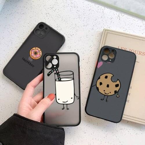 Phone Case For iPhone 12 11 Mini Pro XR XS Max 7 8 Plus X Cute Milk Biscuits BFF Couple Matte transparent cover