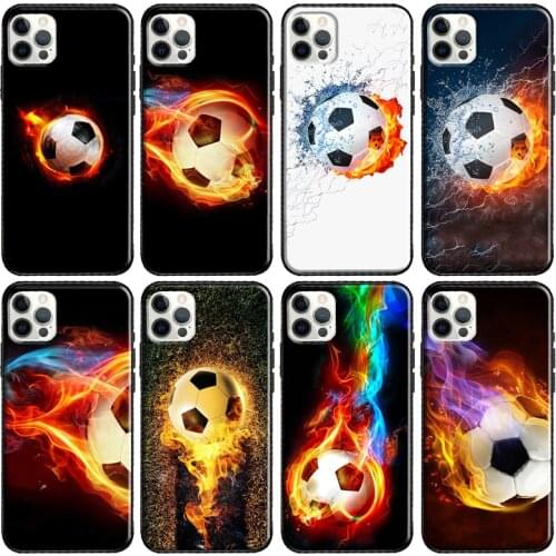 Fire Football Soccer ball Phone Case For Apple iPhone 11 Pro Max 12 mini X XR XS Max 8 7 Plus SE 2020 Cover Shell