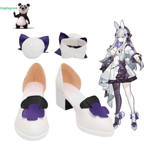 CosplayLove Girls Frontline HK416 Primrose-Flavored Foil Candy White Shoes Cosplay Long Boots Leather Custom Hand Made