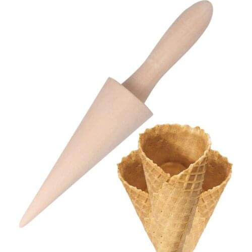 Drop Ship Wooden Ice Cream Cone Mold DIY Egg Roll Omelet Waffle Roller Pastry Roll Kitchen