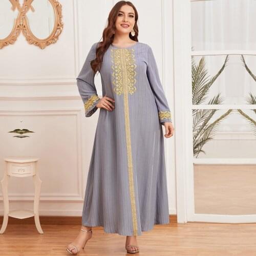 Eid Mubarak Emboridery Abaya Dress Dubai Muslim Women Turkey Islamic Clothing Caftan Marocain Kaftan Vestido Musulmane Femme