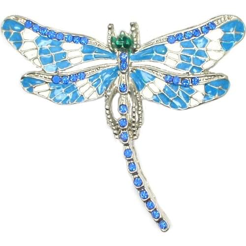 Enamel Dragonfly Rhinestone Badge Brooches For Women Men Fashion Jewelry Retro Boutonniere Hijab Pins
