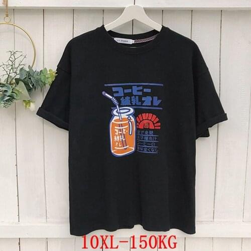 Large size womens T-shirt plus size 7XL 8XL 9XL 10XL summer round neck short sleeve loose black and white blue big T-shirt top