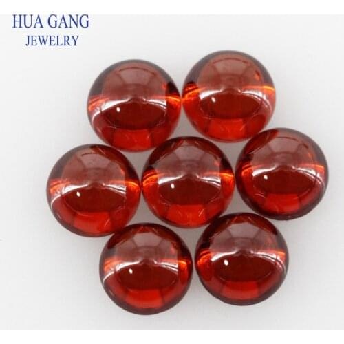 Garnet Cubic Zirconia Stone Round Shape Cabochon Cut Flat Back Loose CZ Stone Synthetic Gems For Jewelry 4mm~14mm Free Shipping