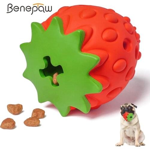 Benepaw Natural Rubber Strawberry Shaped Dog Chew Toys Durable Eco-friendly Food Leaking Puppy Toys For Small Medium Large Dogs