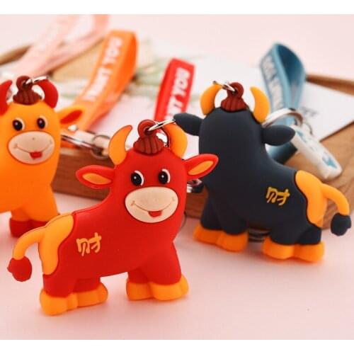 1 Pc Cute Cow Doll Keychain Lovely Cartoon Rich Cattle Key Ring for Couples Friends Car Bag Pendant Key Chains Gifts Accessories