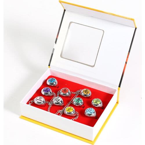 10pcs/Set Japan Anime Akatsuki Rings Akatsuki Members Cosplay Rings Pendant Itachi Zhu Ring Cosplay Rings Model Birthday Gifts