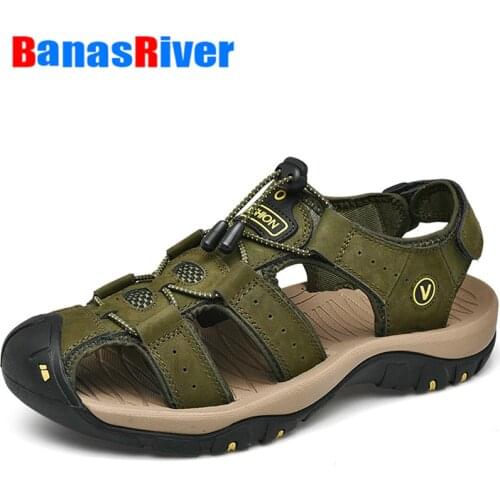 Leather Mens Shoes Summer Sandals Fashion Outdoor Beach Outdoor Walking Flats Hot Sale Moccasins Sneakers Slippers Big Size 48