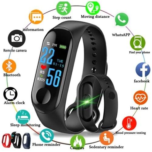 M3 Plus Smart Watch Heart Rate Blood Pressure Waterproof Monitor Smart Bracelet Bluetooth Watch Wristband Fitness Tracker