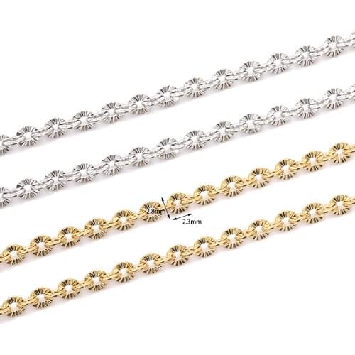 Fashion Handmade Stainless Steel Textured Chain Gold/Silver Color DIY Making Necklace Bracelets Jewelry Findings,2.8mmx2.3mm,1M