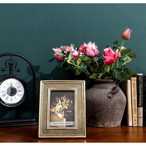 Nostalgic vintage golden photo frame home bedroom office decoration photo frame wedding birthday gift
