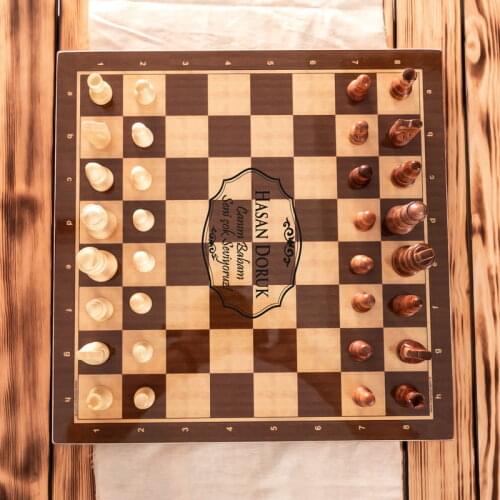 Personalized Chess Game Custom Board Game Walnut Color Chess with a Special Name for Fathers Gift for Dad Gift for Wife