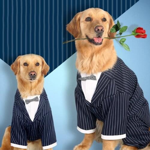 Pet Dog Dress Suit Formal Dress Pet Clothes Coat Prince Wedding Suit Tuxedo Bow Tie Puppy Coat 5 Sizes For Medium Large Dogs